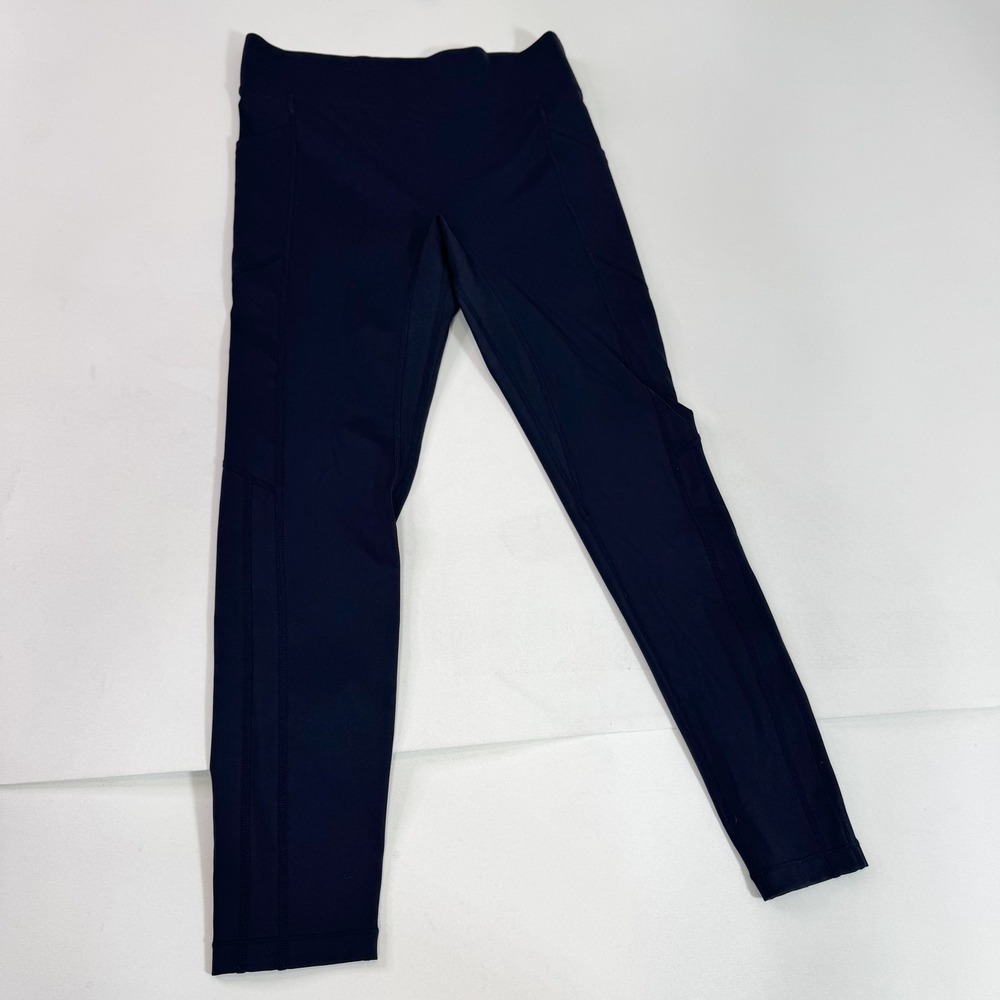 All Access Leggings Womens Large Navy Blue High Rise Activewear Gym NYC Stretch